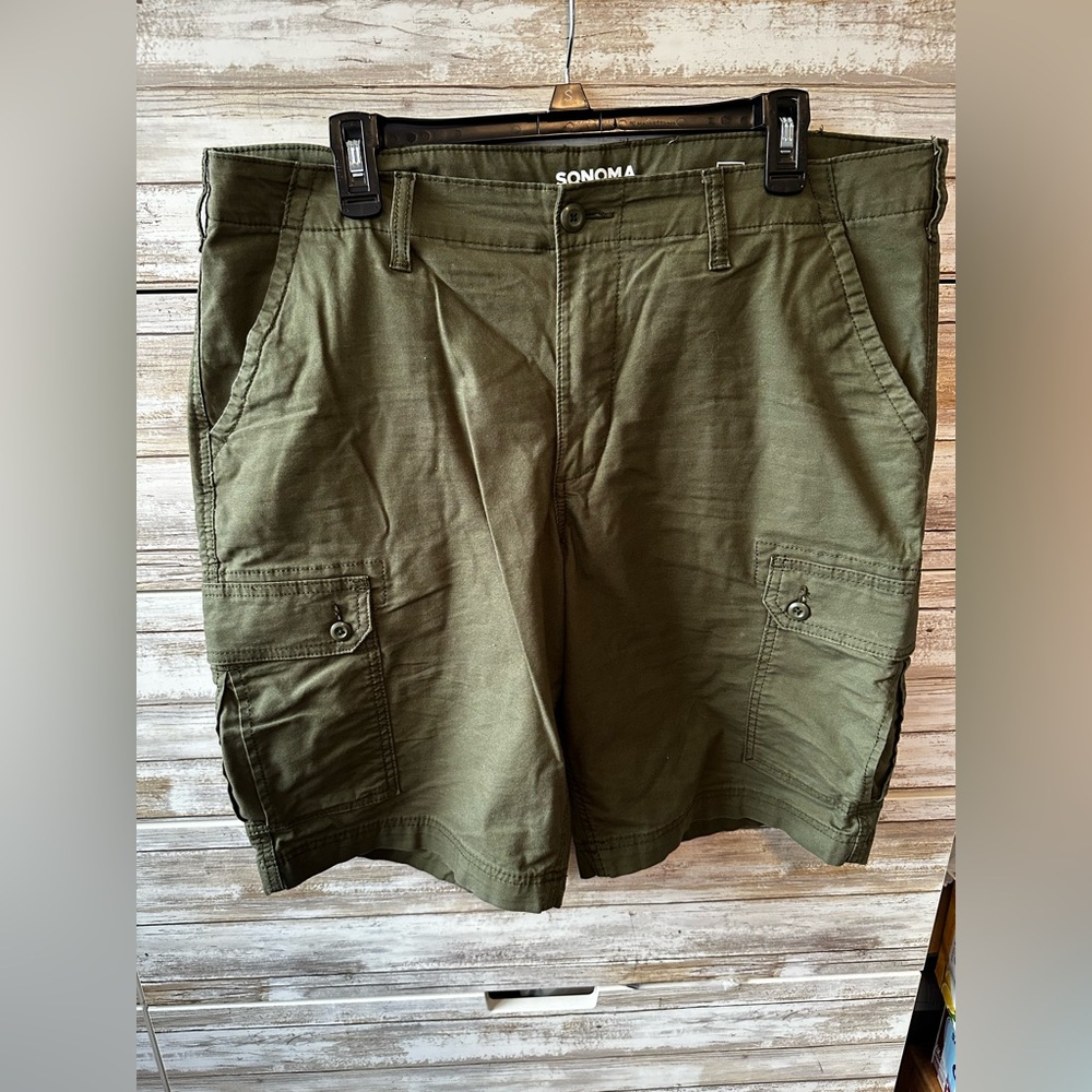 Sonoma Cargo Shorts 🟢 Olive Green Relaxed Fit Mens Size 38